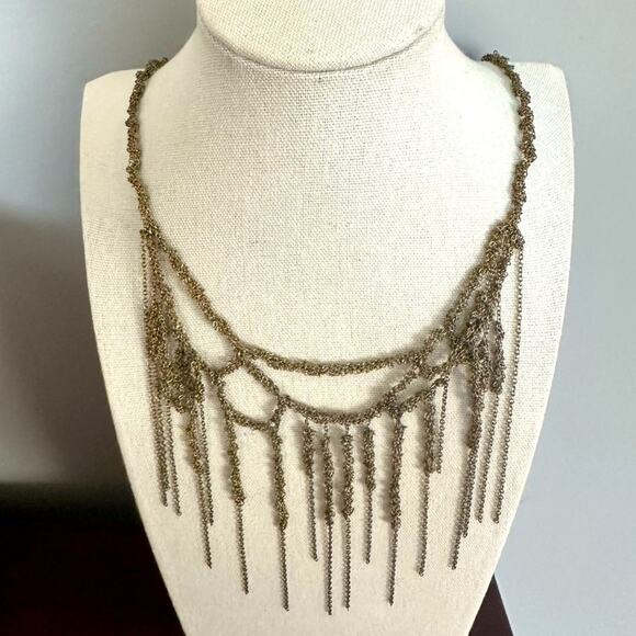 Zara Necklace Fringe Festival 70s 90s Chain Choker Statement Boho Bohemian - Picture 2 of 14